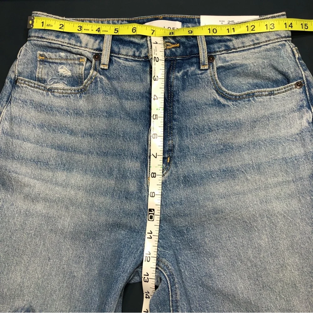 NEW LOFT The Curvy 90s Straight Leg Ankle Distressed Jean Light Indigo Size 25 - Picture 12 of 14